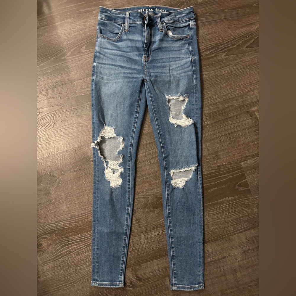 American Eagle Outfitters Ripped Blue Skinny Jeans